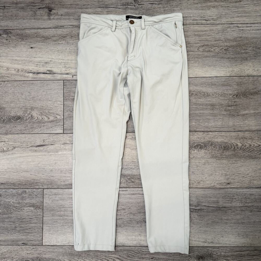 LEVINAS Performance Collection Golf Pants Mens Size 33x30 Dove Gray Stretch